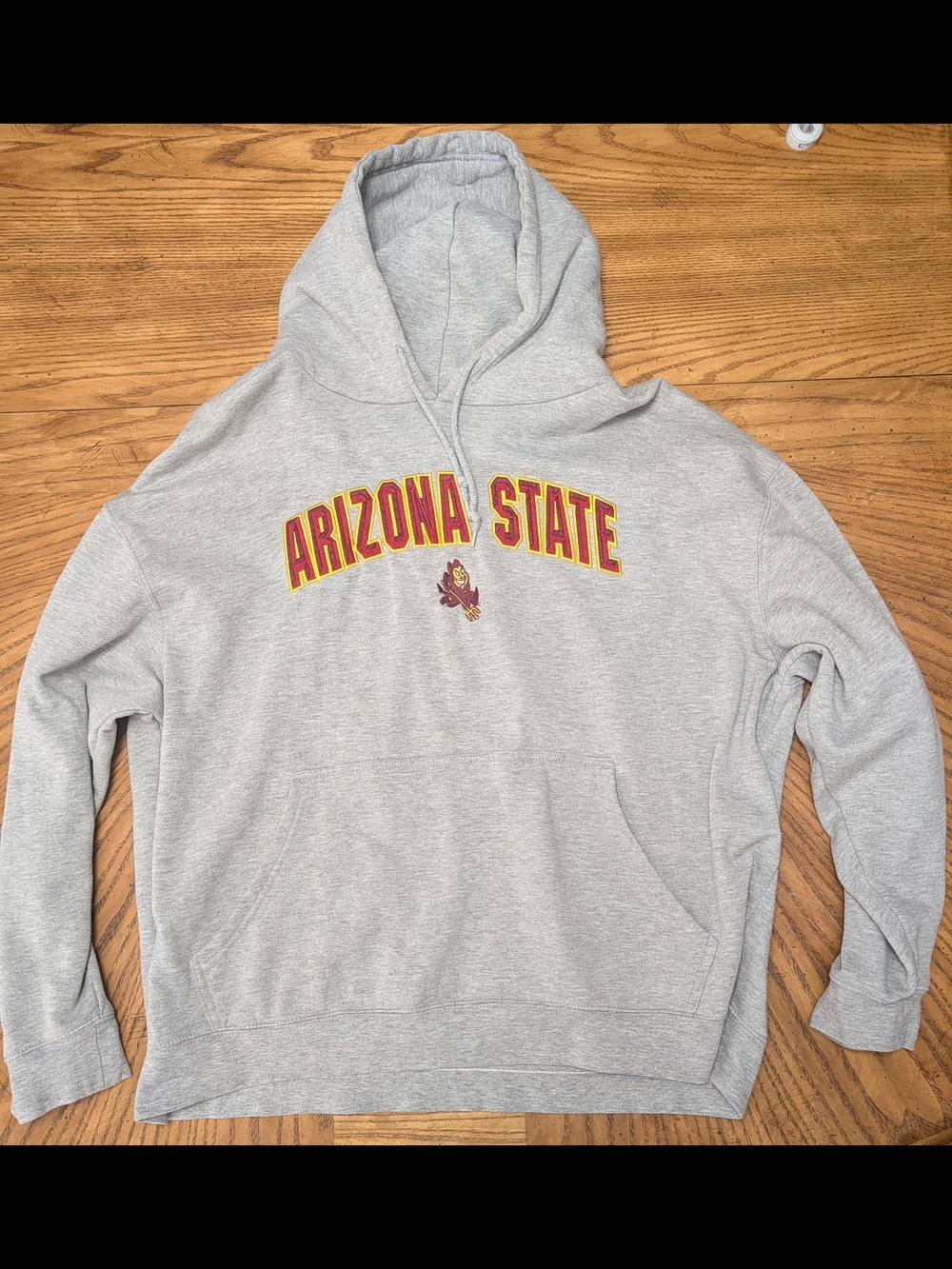 Arizona State Gray Hoodie with Embroidered Sun Devil  Logo And Lettering